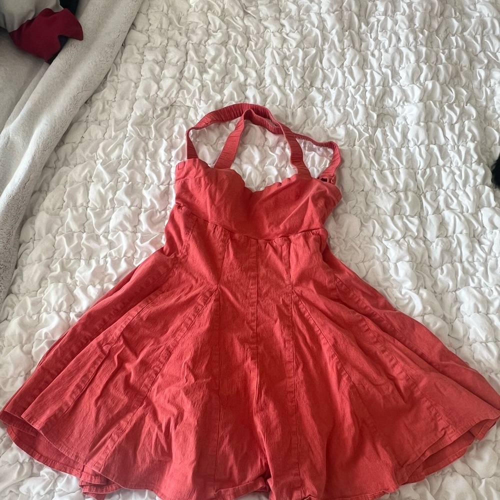 Louna Coral Open Back Romper